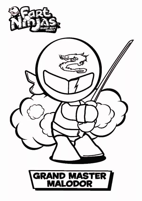 Fart Ninjas Grand Masyter Malodor Colouring Sheet